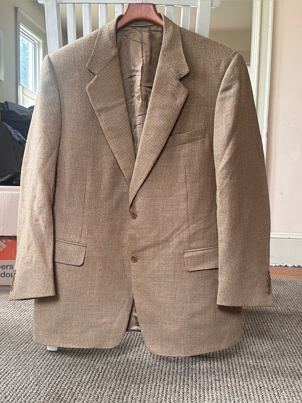 Canali Houndstooth Tan Brown Patterned Men’s Sports Coat Blazer Size IT56 US46R